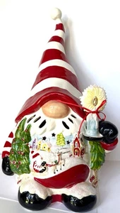 Lg Christmas Santa Gnome Candle House Holder Ceramic By Blue Sky Clayworks 18” - Picture 1 of 9
