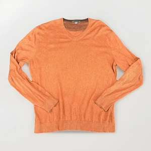 Johnston and Murphy Sweater Mens XL Orange Silk Blend Lightweight V-Neck - Picture 1 of 7