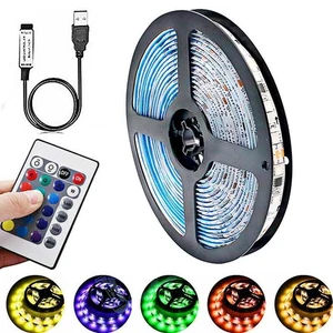 3M LED Strip Lights Tape Light TV Backlight Kitchen Cabinet Light 12V 5V RGB USB - Picture 1 of 9