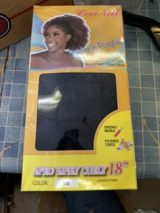 Ceci Nill Negro Afro Rizado Rizado 18” 1B Tubos de filigrana japonesa/aguja de ganchillo - Imagen 1 de 1