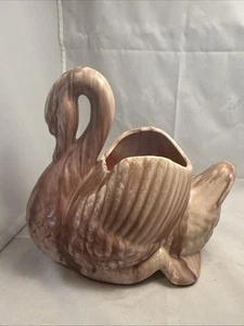 Vintage Studiokeramik Keramik Schwan Übertopf unbeschriftet bräunlich beige 8 1/2"x 4"x 8 1/2" - Bild 1 von 20