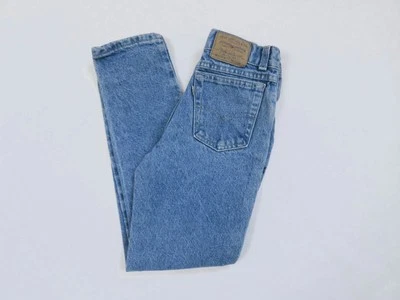 Jeans jeans azul Levi's vintage anos 90 infantil aba branca cônica 22x24 EUA 10R - Imagem 1 de 4