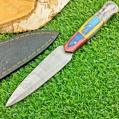 Premium Handmade Damascus Steel Dagger Knife – Outdoor Boot Knife /Sheath ZZ-594 - Image 1 of 4