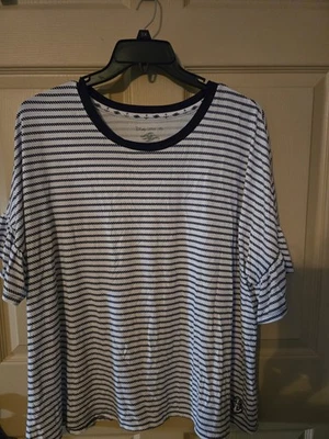 Disney Cruise Line Nautical White With Navy Blue Rope Stripes And Ruffled Sleeve — 第 1/4 张图片