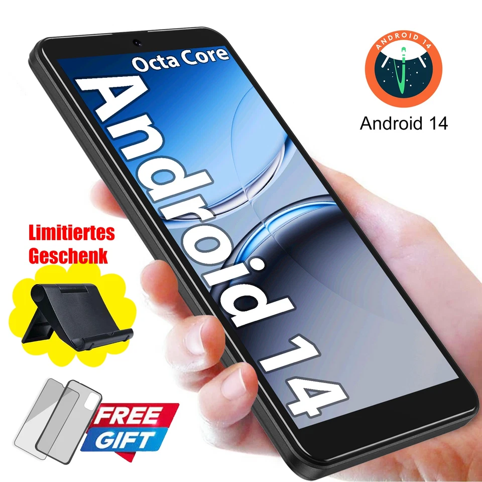 2025 Neu 5,5" Dual SIM Smartphone Android14 4G LTE Handy Ohne Vertrag 2850mAh DE - Bild 1 von 4