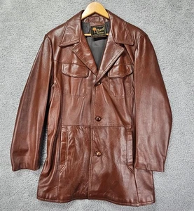 Giacca blazer vintage Reed Sportswear pelle marrone castagna 42L made in USA anni 70 - Foto 1 di 11