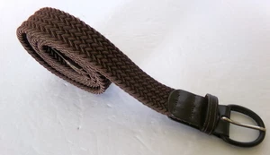 Cinturón Hombre Tejido Elástico Marrón Cubierto Hebilla Golf Viaje 1 1/4" Ancho 38" Largo - Imagen 1 de 6