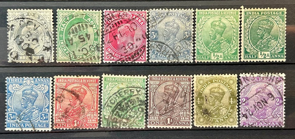 UK. GB. British Stamps Colony - India Lot of 12 old classic stamps used - Image 1 of 1