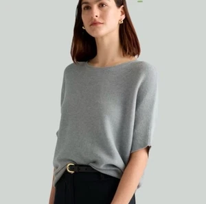 Quitte M Bio Baumwolle Kaschmir Pullover Damen groß grau Dolmanärmel leicht - Bild 1 von 12