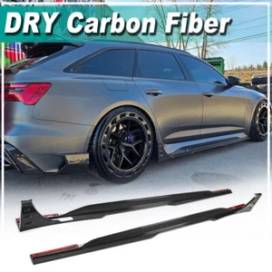 For Audi RS6 RS7 C8 Avant Wagon 19+ Dry Carbon Side Skirt Extension Lip Spoiler  - Picture 1 of 17