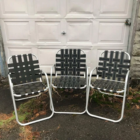 Vintage Lot Of 3 Duralite Mesh Aluminum Lawn Chair Cover