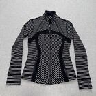 Lululemon Womens Black Striped Luon Full Zip Define Jacket Size 8 Stretch Yoga
