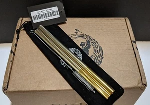 Fairyloot Gold Metal Straws Greek Pattern -come in Velvet Bag - July 2022 - Picture 1 of 1