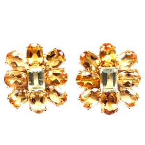 925 Sterling Silver 4 x 6 MM. Golden Yellow Citrine & Lemon Quartz Earrings - Picture 1 of 4