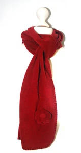 Fleece Schal Flauschig in bordeaux rot / Weinrot und Blume ca. 20cm x 210cm - Bild 1 von 8