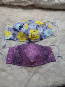 Purple 2 pack Cotton face masks with nose wire Small - Picture 1 of 10