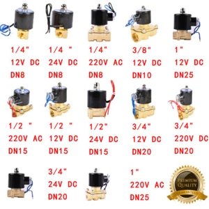 2 Way Solenoid Valve Air Water N/C Gas Oil Normally Closed 12v 240v BSP AU - Picture 1 of 39