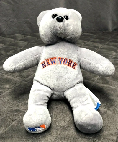 Forever Collectibles MLB New York Mets Baseball Gray Stuffed 8" Plush Bear NY Cover