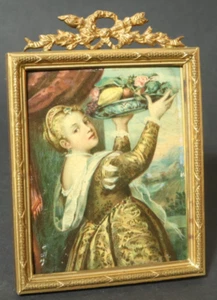 Antigua miniatura marco miniatura lupa pintura? ¿Celuloide? Hija de Tiziano - Imagen 1 de 19