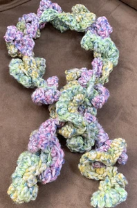 SCARF KNIT SWIRLS PASTELS 43” HANDMADE WITH LOVE SUPER CUTE!! - Picture 1 of 2