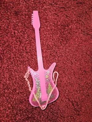 Jem and The Holograms Bright Pink Glittery Electric Guitar + Pink Strap Foto 1 de 2