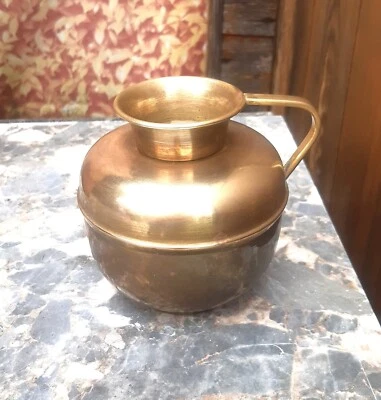 Pot vase en laiton ancien vintage rétro - Photo 1/4