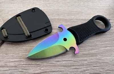 Neck Knife Kunai Full Tang Spear Point Full Tang Tactical Double Edge 5.5” - Image 1 of 4