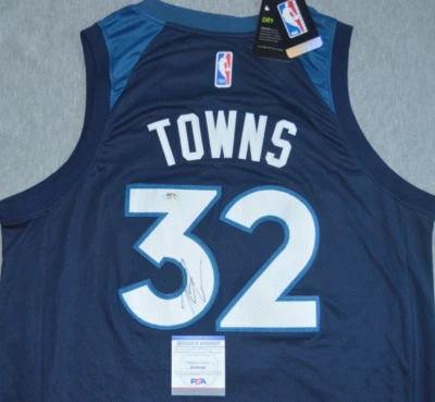 Karl Anthony Towns Autographed Signed Jersey PSA COA TImberwolves NBA NY Knicks - Image 1 of 4