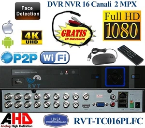 DVR 16 CANALI IBRIDO ANALOGICO/DIGITALE AHD/DVR/NVR/HVD USCITA VIDEO BNC FACCIAL - Foto 1 di 3