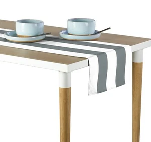 Gray & White Cabana Stripe Table Runners - 12"x72" or 14"x108" - Picture 1 of 1