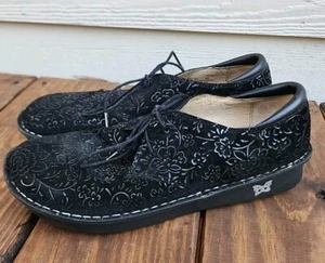 Alegria GR 40 Blumenmuster Schnürschuh schwarz Wildleder OHNE EINLEGESOHLEN!! Gebraucht - Bild 1 von 23