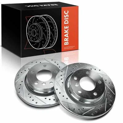 Rear LH & RH Drilled & Slotted Brake Rotors for BMW 323Ci 323i 325Ci 328i 328is - Image 1 of 4
