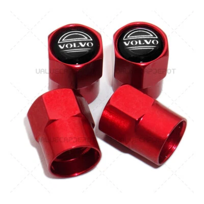 Tapas de válvula de aire de neumáticos para llantas de coche Volvo de ajuste hexagonal 4 piezas vástago cubierta antipolvo decoración roja Foto 1 de 4