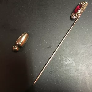 VINTAGE 14K WHITE GOLD STICK PIN WITH IMITATION RUBY - Picture 1 of 4