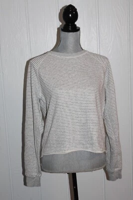 Sudadera Top Abercrombie & Fitch Gris Blanco Rayas, Cordones Abajo Espalda, Talla XS Foto 1 de 4