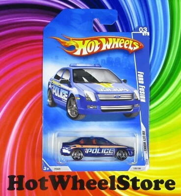 2009 Hot Wheels   Blue   FORD FUSION  Police  City Works Card #109   HW15-042524 - Image 1 of 4
