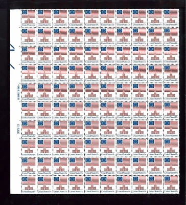 1975 USA 13-Star Flag Over Independence Hall 13c Mint Postage Stamp Sheet #1622c - Image 1 of 2
