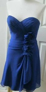 ALLURE BRIDALS Bridesmaids, Prom Roy/Blue Couture Pleated Strapless Dress sz 8 - Picture 1 of 10