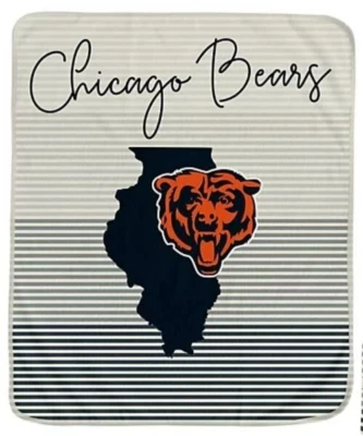 Manta Ultra Polar Tacto Seda Rayas Estado Chicago Bears 60"x70" Lanzamiento Nueva Foto 1 de 4