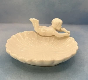 Plato de baratija de jabón vintage Norleans Japón querubín ángel bebé con cáscara - Imagen 1 de 9