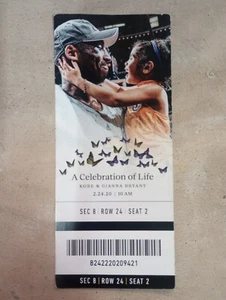 2020 A CELEBRATION OF LIFE KOBE BRYANT & GIGI FULL TICKET 2/24/20 10 AM - Picture 1 of 6