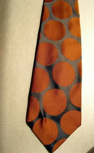 NECKTIE yApre mens tie Come Soie Polyester Switzerland Rust Circles on Brown - Picture 1 of 4