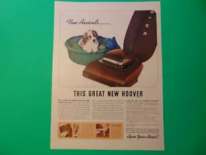 Pubblicità stampa artistica vintage 1940 nuovi arrivi HOOVER PULITORE VERTICALE E CUCCIOLO - Foto 1 di 1