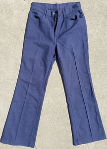 Levi's Deep Blue Vintage 70s? Cotton Pants Bell Bottoms Retro Hippy TALON ZIPPER - Picture 1 of 12
