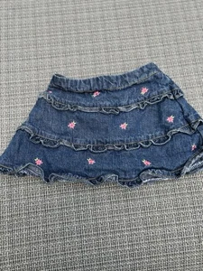 Gymboree Denim Skirt Embroidered Flowers Attached Panties 2T - Picture 1 of 5