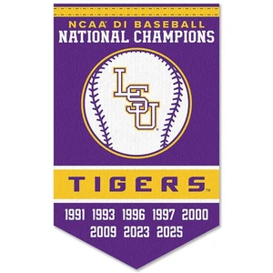 Louisiana State LSU Tigers 8 Time College Baseball National Champions Banner - Picture 1 of 4