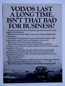 1970 Volvo Vintage Bad For Business Original Print Ad - Picture 1 of 4