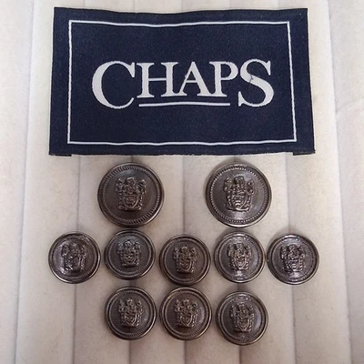Chaps Silver Pewter Blazer Buttons 10 2-Large, 8 Smaller - Image 1 of 3