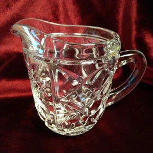 Small Vintage Pressed Glass Clear Patterned Creamer / Milk Jug Retro - Picture 1 of 9