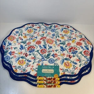 3er Set Pioneer Woman Mazie gestepptes wendbares Tischset gewellte Kanten 14"x19" - Bild 1 von 4